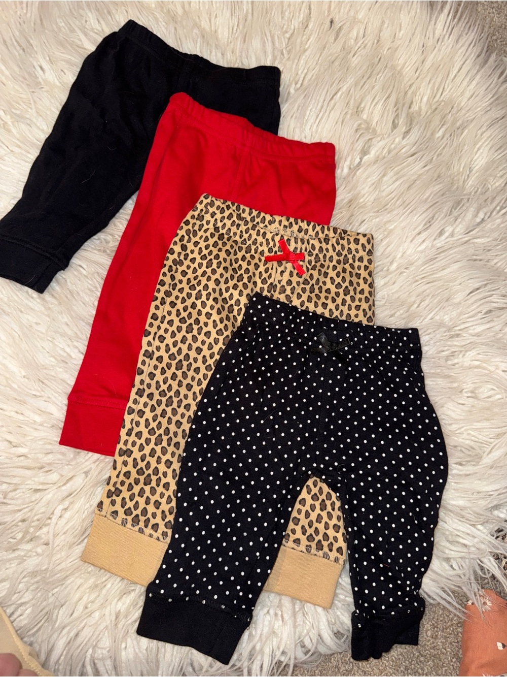 Hudson Baby Red, Black & Leopard Print Kids Bottoms Set